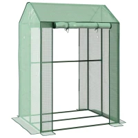 Outsunny Green House, Mini Greenhouse with 2 Roll-up Doors, Vent Holes and Reinforced Cover, 100 x 80 x 150cm(m-1)