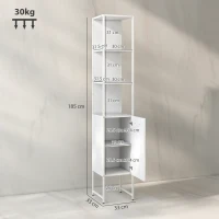 HOMCOM Tall Bathroom Cabinet with Open Shelves and Adjustable Shelf - White(m-3)