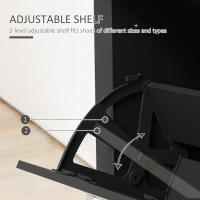 HOMCOM 2 Drawer Shoe Cabinet Modern Narrow Shoe Cupboard Hallway Wooden Storage Organiser with Flip Doors Adjustable Shelf for 12 Pairs, Black(m-5)