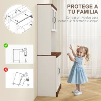 HOMCOM Alacena de Cocina Mueble Auxiliar con 2 Puertas de Vidrio y Baldas Ajustables 72x40x178 cm Blanco(m-8)