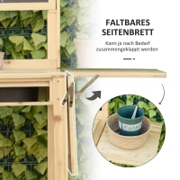 Outsunny Pflanztisch Gärtnertisch mit 8 Haken Schublade Ablage Blumentisch aus Holz für Garten Terrasse Natur 151 x 45,5 x 143 cm(m-7)