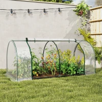 Outsunny Estufa 200x100x80cm para Jardim Terraço Cultivo de Plantas Estufa com Estrutura de Aço Cobertura PVC Transparente(m-8)