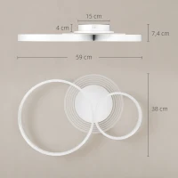 HOMCOM Lámpara de Techo LED 40W 3000 K/4000 K/6500 K para Dormitorio Salón Cocina Comedor Blanco(m-3)