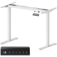 HOMCOM Elektrisch Verstelbaar Bureaubladframe, Hoogte Aanpasbaar met Geheugenfunctie, Staal, Wit(m-10)
