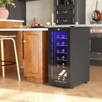 HOMCOM 18-Bottle Narrow Wine Fridge, with Lights - Black(m-2)