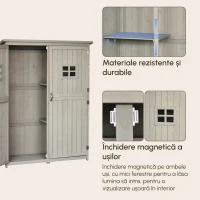 Outsunny Sopron Lemn 127,5×50×164 cm – Casuta Gradina cu Polite si Usi Duble(m-4)