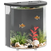 PawHut 3L Small Fish Tank with Filter System, LED Light, Small Fish Tank for Betta, Goldfish, Shrimp, Black(m-10)