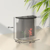 PawHut 3L Small Fish Tank with Filter System, LED Light, Small Fish Tank for Betta, Goldfish, Shrimp, Black(m-3)