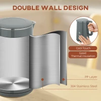 HOMCOM Digital Stainless Steel Kettle and Toaster Set, 1.5L 3000W Fast Boil Kettle, 2 Slice Toaster with 7 Level Browning Controls, Defrost, Reheat, Keep Warm, Crumb Tray and LED Touch Display, Grey(m-7)