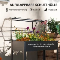 Outsunny Hochbeet mit Gewächshaus-Dach, Erhöhte Pflanzenbox mit Ablauflöchern, 100 x 48 x 124 cm, Schwarz(m-4)