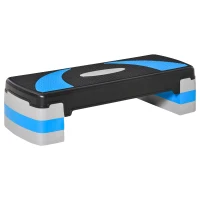 HOMCOM Aerobische Stepper 3-traps in hoogte verstelbaar 80 x 31 x 20 cm Zwart+Lichtblauw+Grijs(m-1)