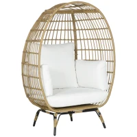 Outsunny Rattan Egg Chair with Cushions and Pillows, Khaki(m-1)