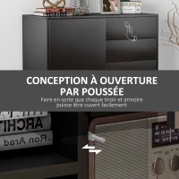 HOMCOM Commode Buffet Meuble de Rangement 2 tiroirs 2 Portes avec étagère 79 x 36 x 74 cm noir brillant(m-6)