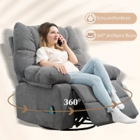 HOMCOM Relaxsessel mit Massagefunktion, Liegefunktion, Drehbarer Massagesessel, 4 Seitentaschen und Fernbedienung, Dunkelgrau(m-6)