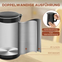 HOMCOM Küchenset mit Wasserkocher und Toaster, 7 Bräunungsstufen, schnelles Kochen, Edelstahl, Kunststoff, Schwarz(m-7)