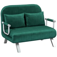 HOMCOM Canapé convertible 2 places canapé-lit 2 places avec dossier réglable et 2 coussins en revêtement aspect suède vert(m-12)