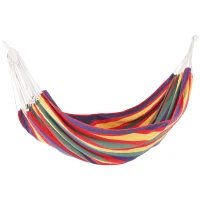 Outsunny Hamaca para Jardín 210x150 cm Hamaca Colgante Portátil Carga Máx. 180 kg para Acampar Piscina Camping Rayas Multicolor(m-1)
