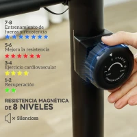SPORTNOW Bicicleta Estática con Resistencia Magnética Ajustable Sensor Pantalla LCD y Asiento Regulable 88x50,5x131,5 cm Negro(m-4)