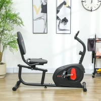 SPORTNOW Bicicleta Estática en Casa con Respaldo Resistencia Magnética Ajustable y Pantalla LCD 103-139x61x100,5 cm Negro(m-9)