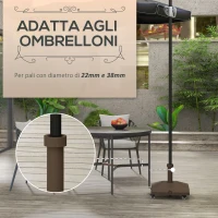 Outsunny Base per Ombrellone con Ruote Riempibile fino a 20 kg per Pali da Ø22-38 mm, 45x45x39 cm, Marrone(m-4)
