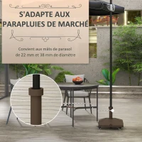 Outsunny Pied de parasol base de lestage parasol carré 4 roulettes dim. 45L x 45l x 39H cm HDPE marron(m-4)