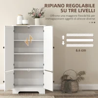 HOMCOM Mobile Credenza da Cucina a 4 Ante con 2 Armadietti e Ripiano Regolabile, 58.2x30x123 cm, Bianco(m-6)
