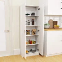 HOMCOM Mobile Multiuso Moderno con 5 Ripiani e Livelli Regolabili, in Legno, 60x31.5x165 cm, Bianco(m-2)