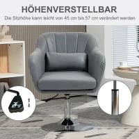 HOMCOM Obrotowy fotel biurowy, regulowany na wysokość, poliester, metal, 60 x 60 x 79-91 cm, Ciemnoszary(m-4)
