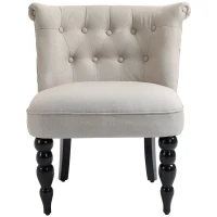 HOMCOM Relaxsessel Vintage Ruhesessel Relaxstuhl Polstersessel Esszimmerstuhl Leinenbezug Holzgestell Beige+Schwarz 67 x 67 x 78 cm(m-13)