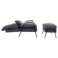 HOMCOM Sessel mit Ottomane, inkl. Kissen, 68 cm x 91,5 cm x 88 cm, Grau(m-12)