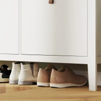HOMCOM Meuble à chaussures 20 paires avec 4 tiroirs, portes rabattables, étagères amovibles et réglables, blanc(m-9)