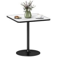 HOMCOM Table à manger pour 4 personnes table de cuisine style moderne avec plateau effet marbre et base ronde, 70 x 70 cm, blanc(m-10)