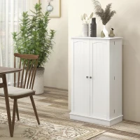 HOMCOM Armoire meuble de cuisine garde-manger 2 portes avec 5 étagères et 12 porte-épices - 60 x 30 x 104 cm - blanc(m-7)