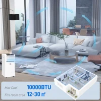 HOMCOM 10000 BTU Air Conditioning Unit, 3-in-1 Portable Air Conditioner, Dehumidifier, Cooling Fan with Remote Control, Digital Display, 2 Speeds, 24H Timer, Window Venting Kit, 18m²(m-5)