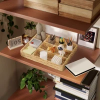 HOMCOM Panier de rangement tressé en jacinthe d'eau avec 4 compartiments, pour salle de bain, chambre à coucher, naturel(m-2)