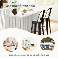 HOMCOM Set 2 Sgabelli da Bar Industriale con Schienale Rimovibile e Poggiapiedi, in Metallo, 44x49x116 cm, Nero(m-8)