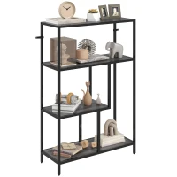 HOMCOM 4-Tier Bookshelf with Open Shelves - Charcoal Grey(m-10)