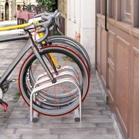 HOMCOM Rastrelliera Portabiciclette Parcheggio per 3 Biciclette in Acciaio, 76x33x27 cm, Argento(m-2)