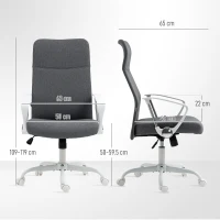 HOMCOM Fabric High Back Office Chair - Grey(m-3)