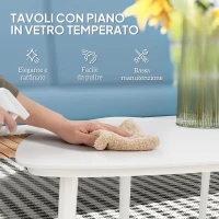 Outsunny Set da Esterno con Divano 2 Posti, 2 Poltrone e 2 Tavolini da Caffè in Vetro, Azzurro(m-6)