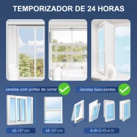 HOMCOM Ar Condicionado Portátil 3 em 1 9000 BTU 24,1 L/Dia com Controlo Remoto e Ecrã LED Temporizador 24h 30x29x69 cm Branco(m-7)