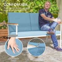 Outsunny Set de Mobilier de Grădină din 5 Piese cu Canapea, 2 Fotoli și 2 Măsuțe de Cafea, 118x72x80 cm, Albastru Deschis(m-5)