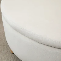 HOMCOM Tabouret de rangement ovale intérieur, coffre, pouf, revêtement effet velours, 71 x 51,5 x 42 cm, beige(m-9)