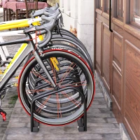HOMCOM Rastrelliera Portabiciclette Parcheggio per 6 Biciclette in Acciaio, 179x33x27 cm, Nero(m-2)