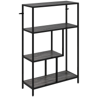 HOMCOM 4-Tier Bookshelf with Open Shelves - Charcoal Grey
