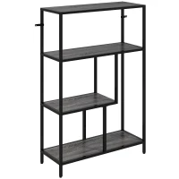 HOMCOM 4-Tier Bookshelf with Open Shelves - Charcoal Grey(m-1)