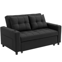 HOMCOM Two-Seater Pull-Out Sofa Bed - Black(m-10)