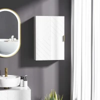 kleanking Armadietto Bagno a Muro con Anta Decorata, Maniglia Dorata e Ripiani Regolabili, 40x15x60 cm, Bianco(m-2)