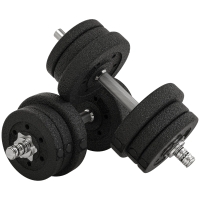HOMCOM Ensemble d'haltères courtes total 25 kg dumbbell paires poids réglable - barres incluses acier polyuréthane noir