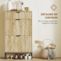 HOMCOM Sapateira Estreita com 2 Portas Gaveta e Prateleiras Ajustáveis para 8 Pares de Sapatos 60x24x105,5 cm Madeira(m-6)